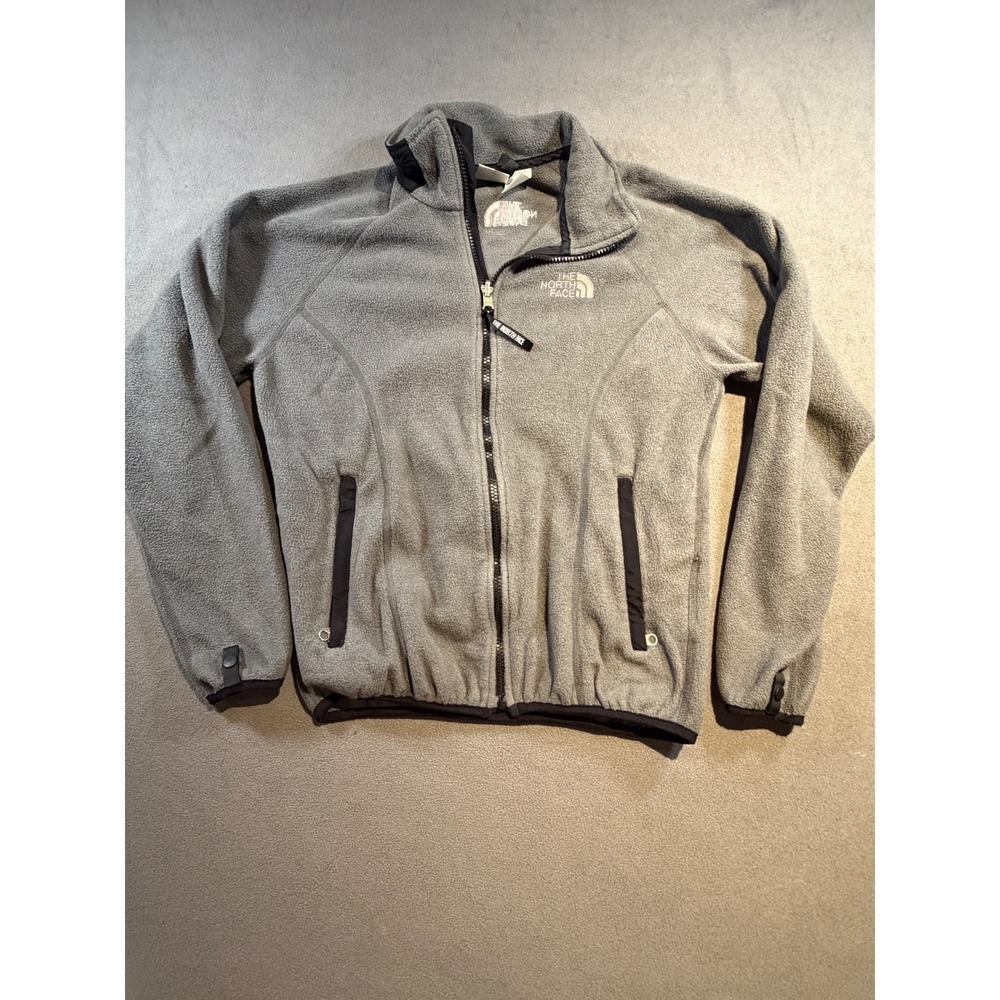 The North Face Womens Gray Full Zip Fleece Jacket Mock Neck Small Made in USA